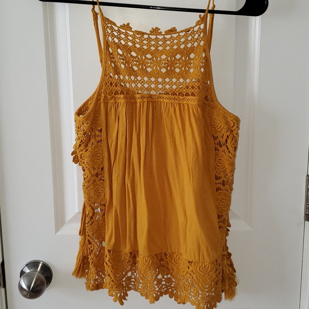 Mustard lace tank